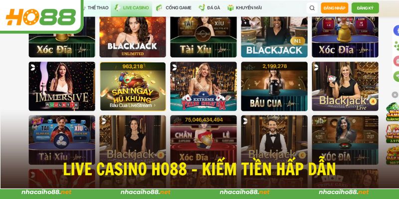 Tham gia chuyên mục live casino HO88 để chiến thắng tiền tỷ